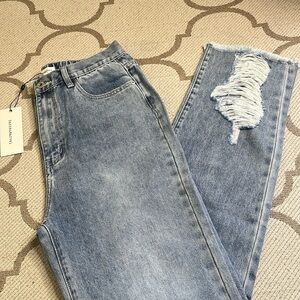 Dance & Marvel Distressed Blue Denim Jeans, size large, style #:dmp20288